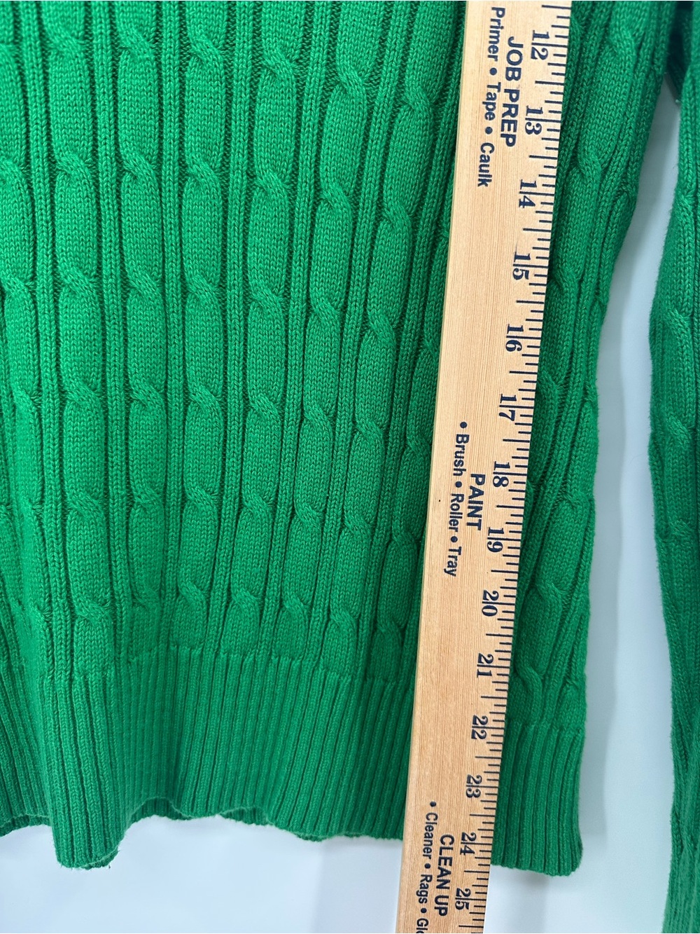 Liz Claiborne Kelly Green Cable Knit Sweater Women's Medium Split Neck 1167 - Picture 5 of 7